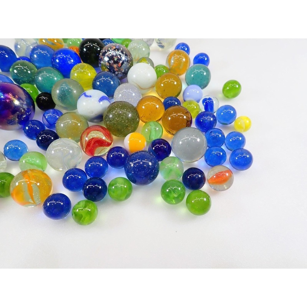 Vintage‎ Glass Marbles Lot Mixed Colors Sizes Swirls Cat Eyes 114 Pcs - Picture 7 of 15